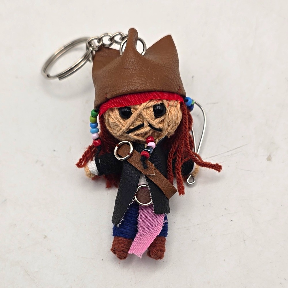 Captain Jack Fabric Keychain Doll w/ Metal Key Ring, Brown Red Black Blue Purple